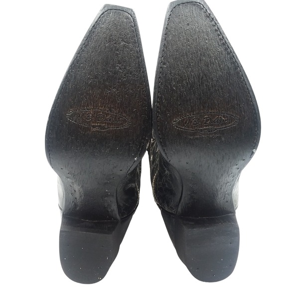 JB Dillon Women's Cowboy Boots Black Goat Leather Sz 10B Western Distressed EUC - Picture 16 of 16